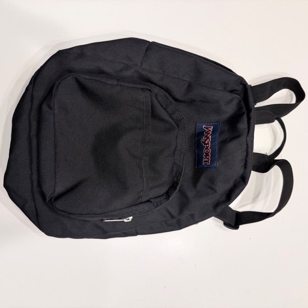 JanSport Half Pint Mini Backpack Black Canvas Small Travel Bag TDH6